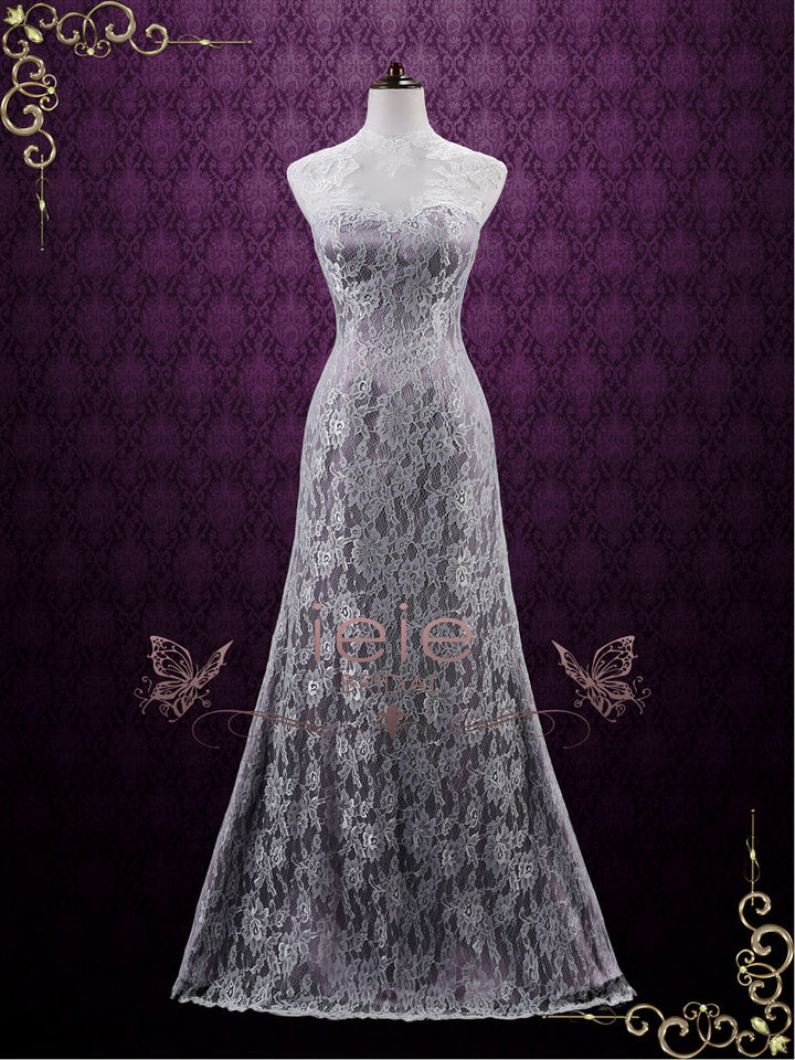 Vintage Purple Lace Wedding Dress with Keyhole Back | LUCY ieie Vintage Purple Lace Wedding Dress with Keyhole Back | LUCY ieie