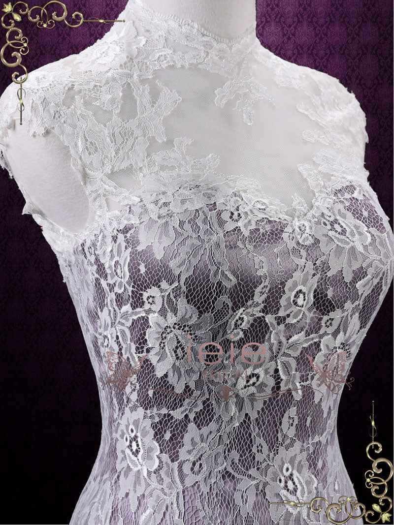 Vintage Purple Lace Wedding Dress with Keyhole Back | LUCY
