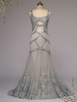 Retro Hollywood Silver Fit and Flare Wedding Dress YULIA