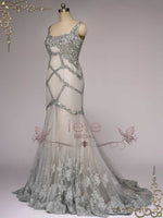 Retro Hollywood Silver Fit and Flare Wedding Dress YULIA
