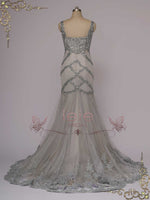 Retro Hollywood Silver Fit and Flare Wedding Dress YULIA