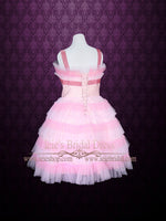 Vintage Inspired Pink Tulle Tea Length Prom Dress Formal Dress EMMY