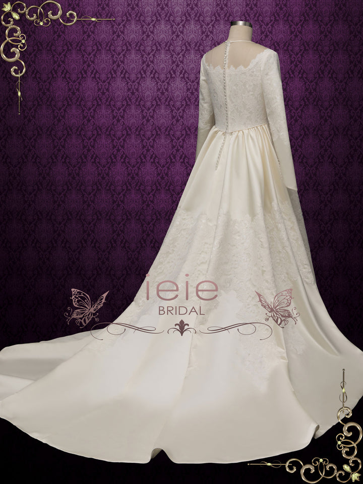 Vintage Satin Lace Wedding Dress CATALINA