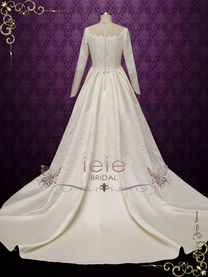 Vintage Satin Lace Wedding Dress CATALINA