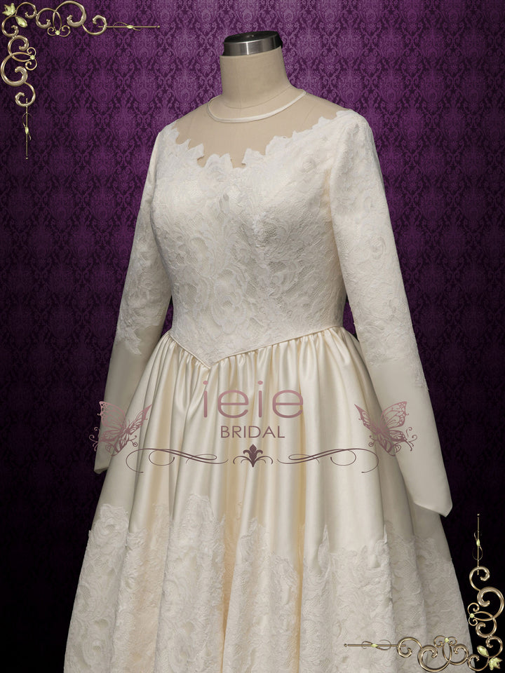 Vintage Satin Lace Wedding Dress CATALINA