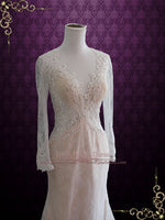 Vintage Style Keyhole Lace Wedding Dress with Plunging Neck | Amber