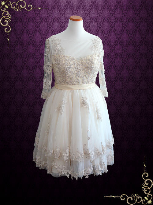 Vintage Short Lace Wedding Dress | Angie