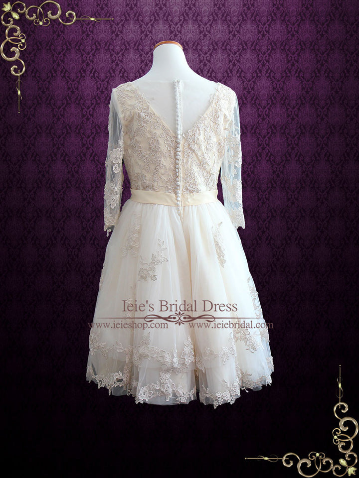 Vintage Short Lace Wedding Dress | Angie