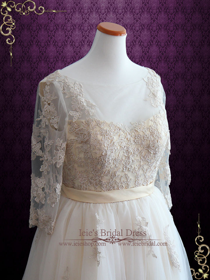 Vintage Short Lace Wedding Dress | Angie