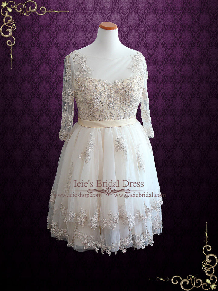 Vintage Short Lace Wedding Dress | Angie