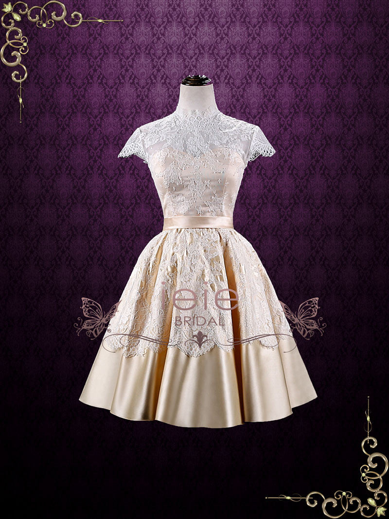 chinese dress ladies Pink Crew Neck Short Sleeve Classic 1950S Vintage Lace Dress – Jolly Vintage main image 0