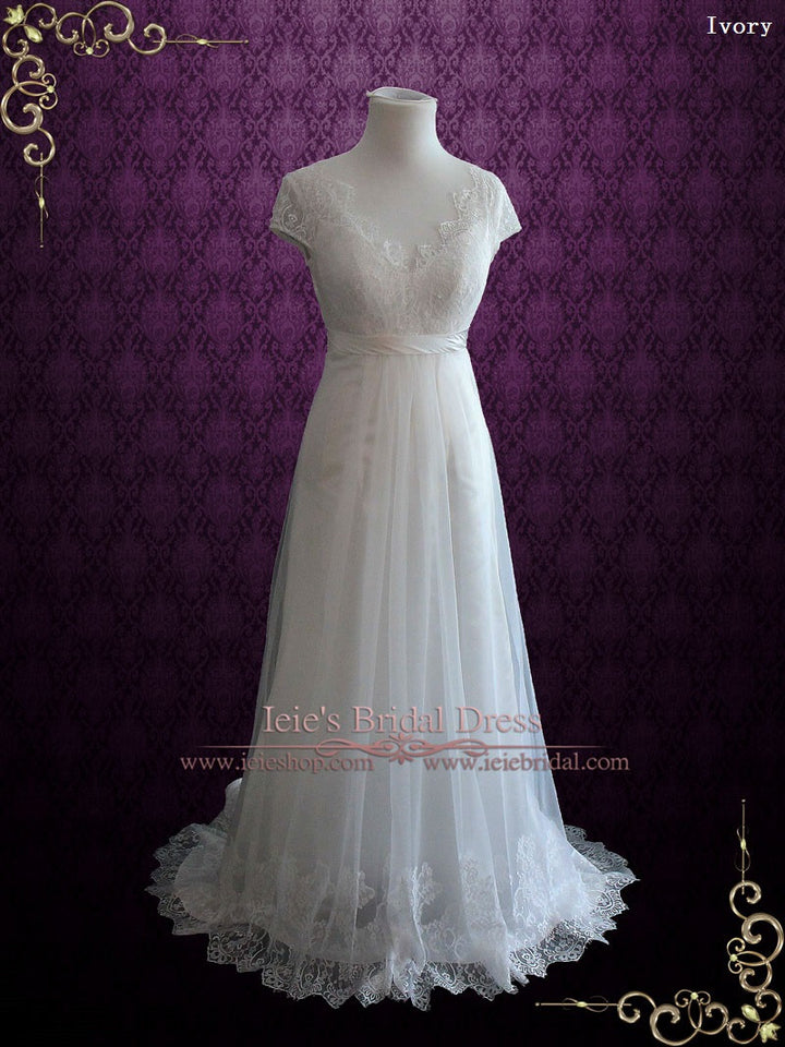 Vintage Style Lace Wedding Dress with Cap Sleeves CHARISSA