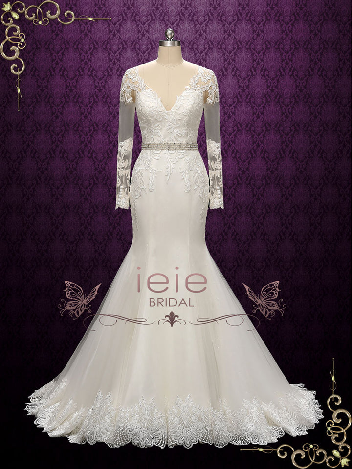 Vintage Style Lace Fit and Flare Wedding Dress | Alisa Size 22W / White Vintage Style Lace Fit and Flare Wedding Dress | Alisa Size 22W / White
