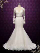 Vintage Style Lace Fit and Flare Wedding Dress | Alisa