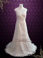 Vintage Style Lace A-line Wedding Dress with Cap Sleeves | Rosemary