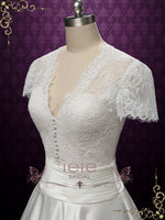 Vintage Style Tea Length Wedding Dress with Short Sleeves | LILY