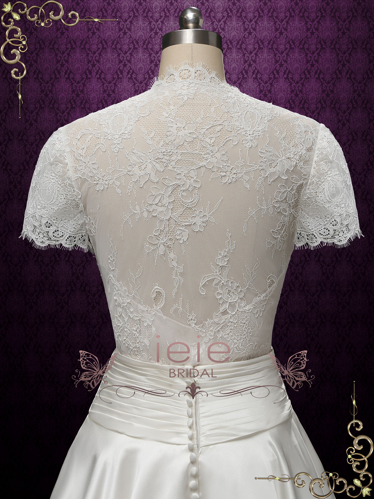 Vintage Style Tea Length Wedding Dress with Short Sleeves | LILY