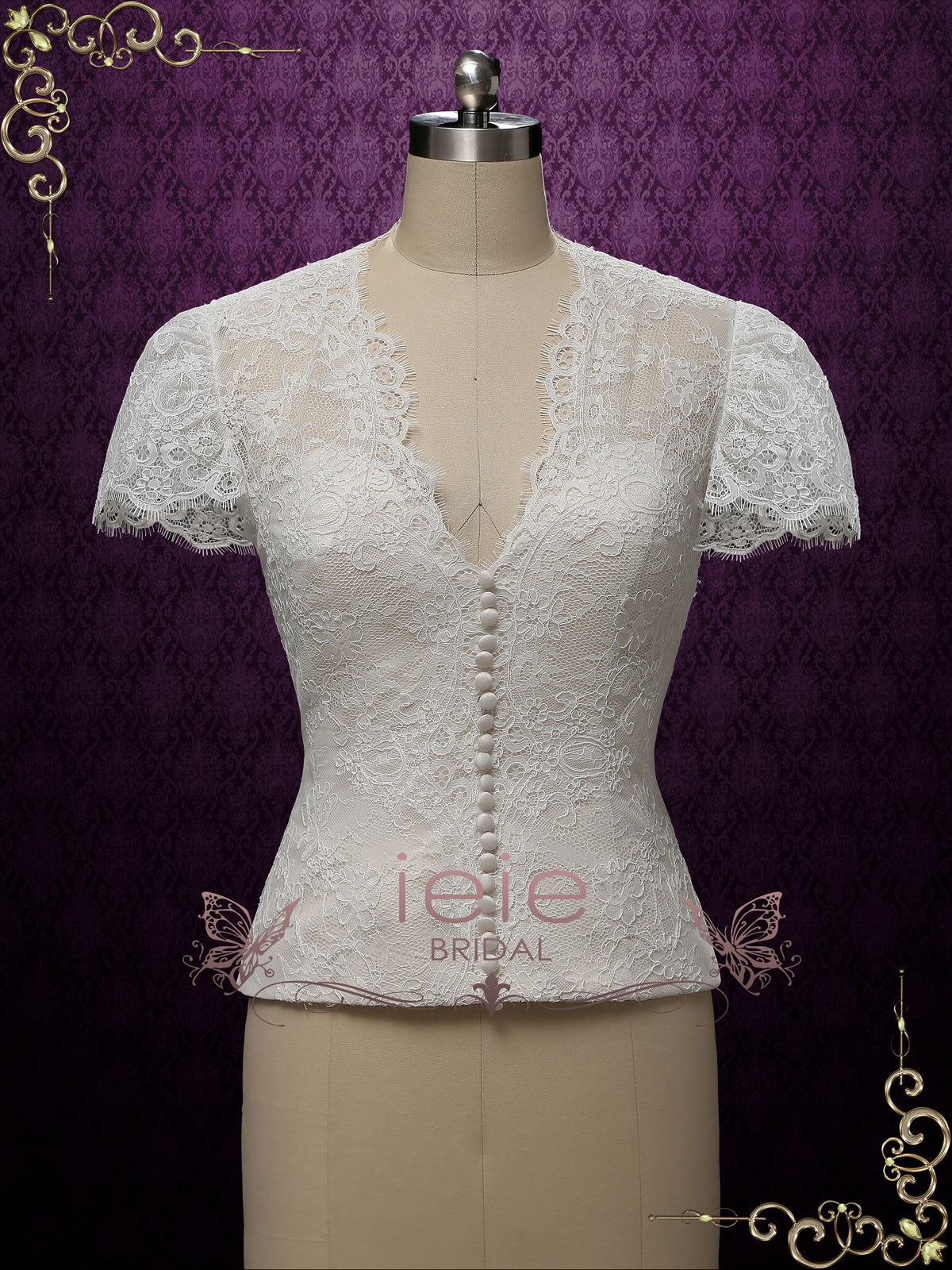 Vintage Style Tea Length Wedding Dress with Short Sleeves | LILY