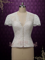 Vintage Style Tea Length Wedding Dress with Short Sleeves | LILY