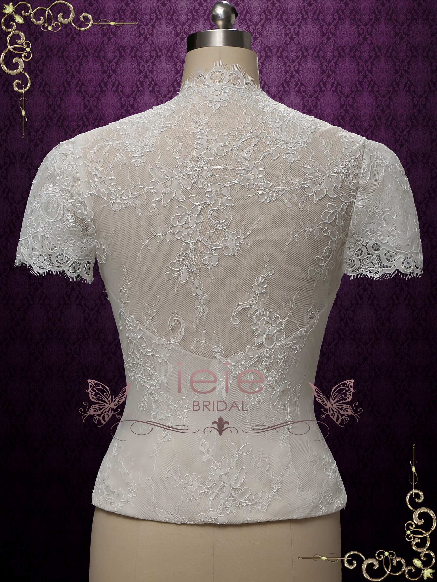 Vintage Style Tea Length Wedding Dress with Short Sleeves | LILY