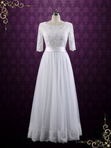 Vintage Modest Lace Wedding Dress with Half Sleeves BRIANNE