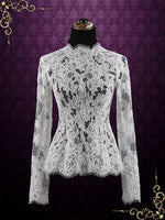 Vintage Style Wedding Lace Top with Long Sleeves | Hudson
