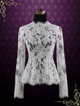 Vintage Style Wedding Lace Top with Long Sleeves | Hudson