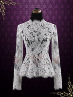 Vintage Style Wedding Lace Top with Long Sleeves | Hudson