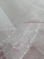 Two Tier Fingertip Wedding Veil with Pearl Edge VG1065
