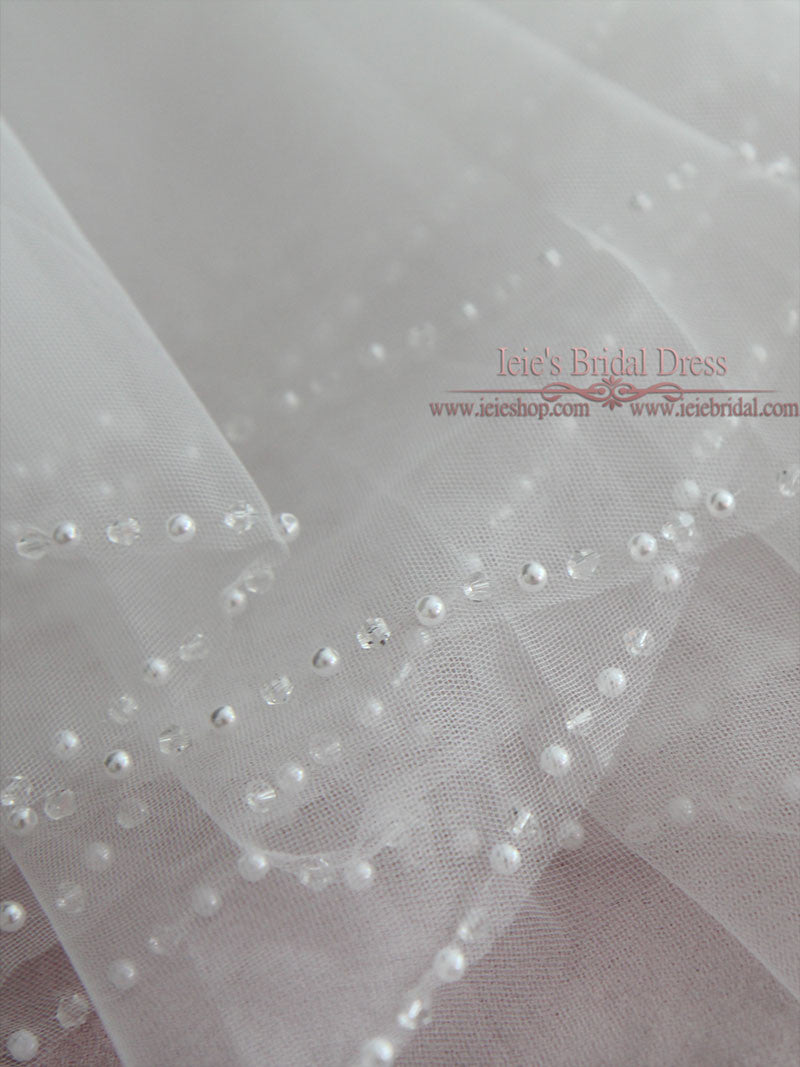 Two Tier Fingertip Wedding Veil with Pearl Edge VG1065