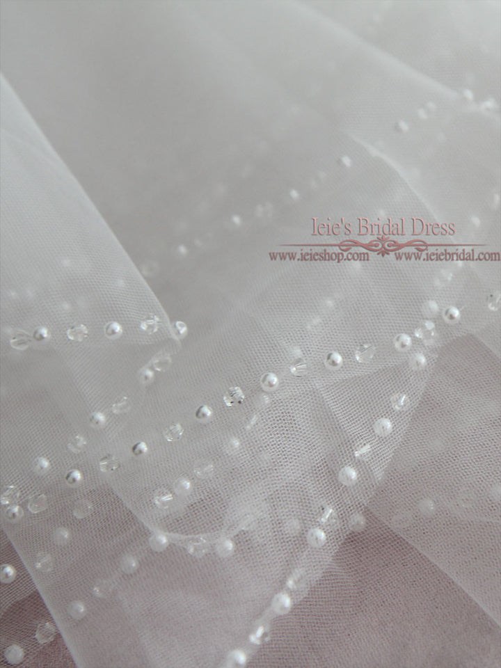 Two Tier Fingertip Wedding Veil with Pearl Edge VG1065