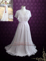 Whimsical Grecian Chiffon Wedding Dress with Butterfly Sleeves KATIE
