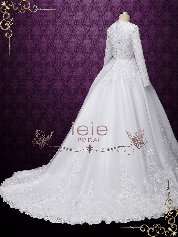 Modest Lace Ball Gown Wedding Dress EVELYN