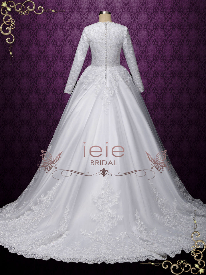 Modest Lace Ball Gown Wedding Dress EVELYN