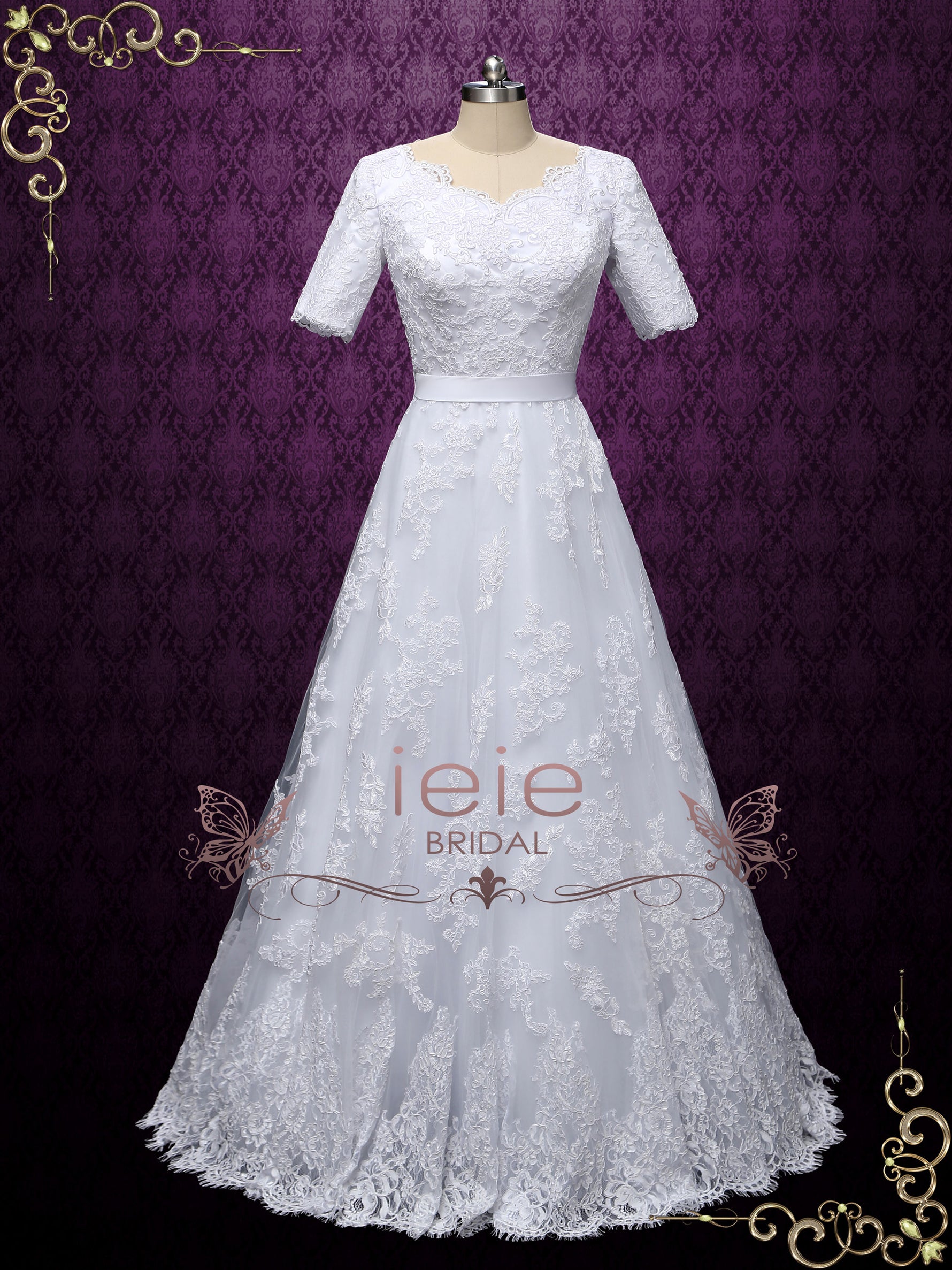 Modest Short Sleeves Wedding Dress MIRIAM