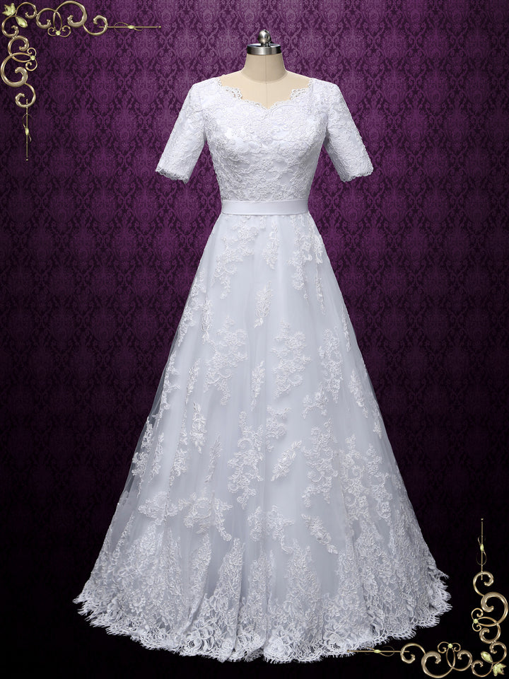 Modest Short Sleeves Wedding Dress MIRIAM