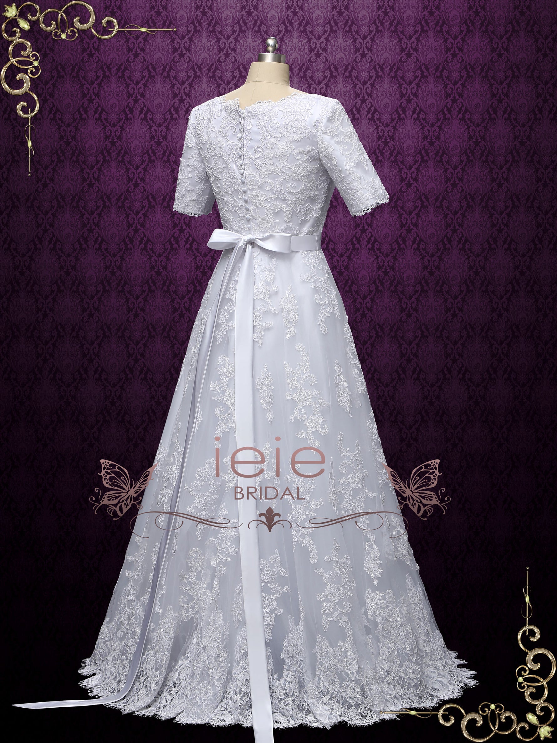 Modest Short Sleeves Wedding Dress MIRIAM