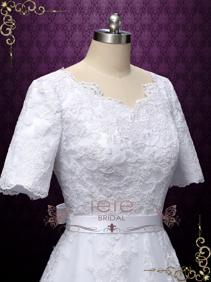 Modest Short Sleeves Wedding Dress MIRIAM