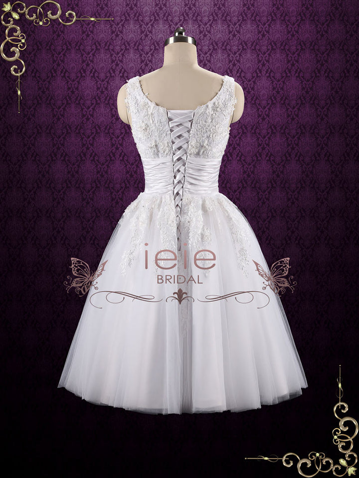 Retro Tea Length Lace Wedding Dress TERESA