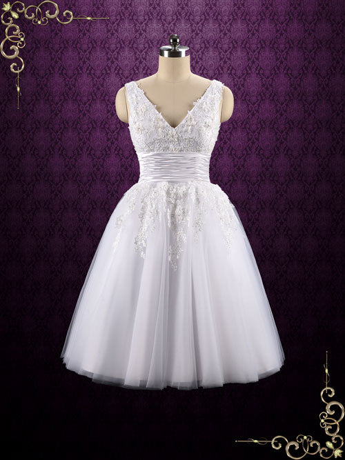 Retro Tea Length Lace Wedding Dress TERESA