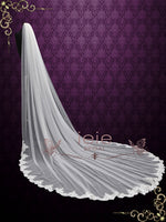 Extra Wide Cathedral Length Wedding Veil with Lace at the Hem VG2006W