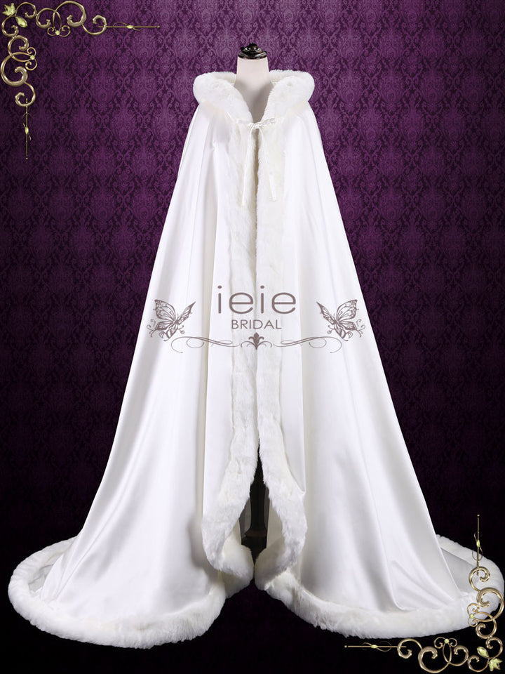 Winter Long Wedding Cloak with Fur Edges and Hood SG1003
