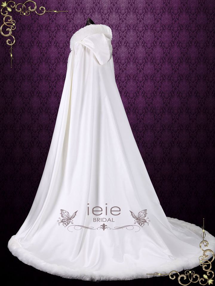 Winter Long Wedding Cloak with Fur Edges and Hood SG1003
